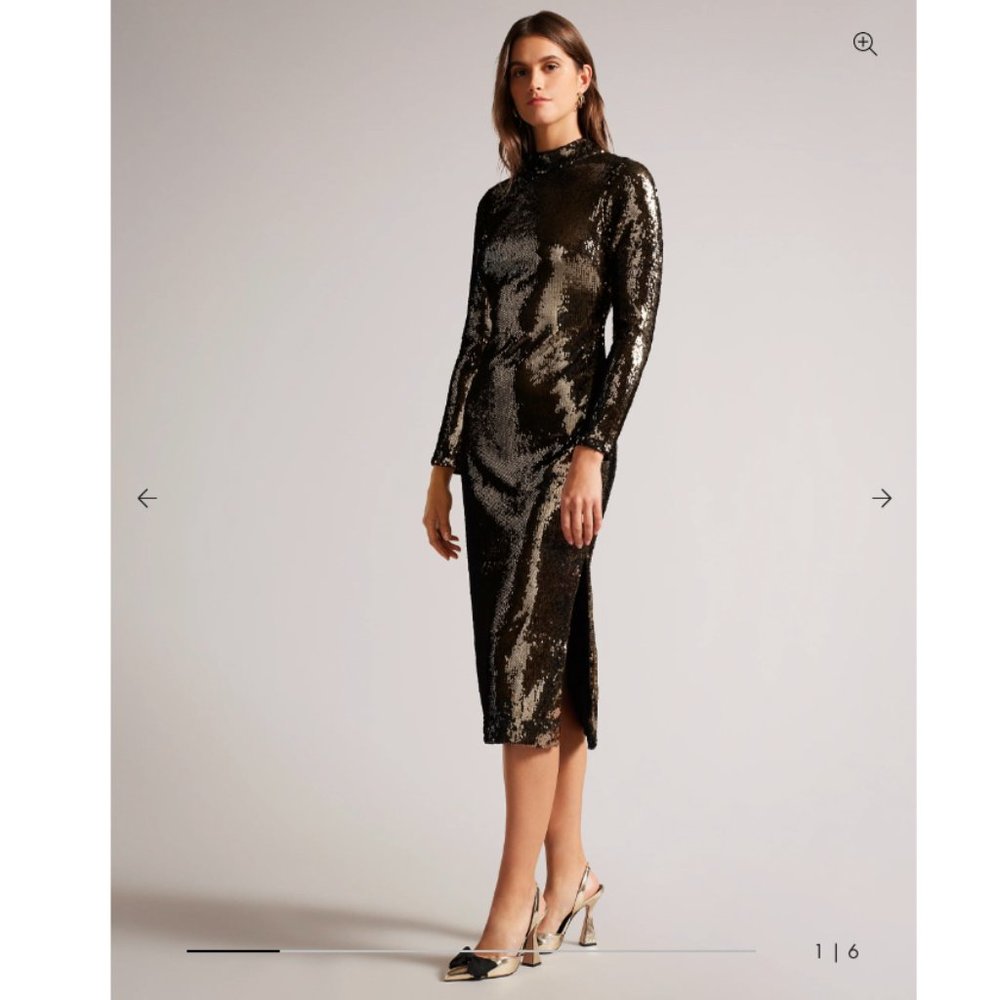 NWT Ted Baker Sequin Tube Dress with Long Fitted Sleeve